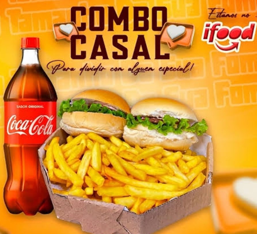 Combo casal 2 x burguer + Batata frita + coca-cola de 1 litro